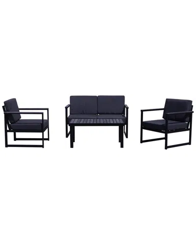 Courtyard Casual Catalina 4pc Seating Group Set With 1 Loveseat, 1 Coffee Table And 2 Club Chairs In Black