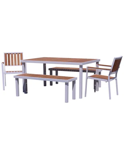 Courtyard Casual Catalina 5pc Dining Set With 60in X39in Rectangle Table In Brown