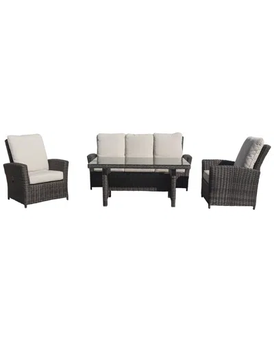 Courtyard Casual Cheshire 4 Pc Recline Seating Set In Black