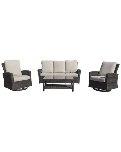 Courtyard Casual Cheshire 4 Pc Sofa And Swivel Glider Set In Black