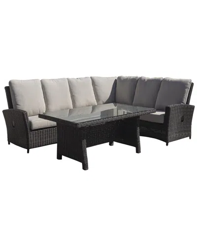 Courtyard Casual Cheshire 5 Pc Chow Dining Recline Sectional Set In Black