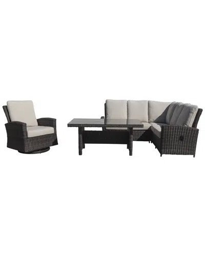 Courtyard Casual Cheshire 5 Pc Chow Dining Recline Sectional Set In Black