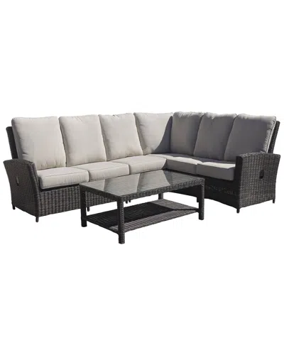 Courtyard Casual Cheshire 5 Pc Recline Sectional Set In Gray