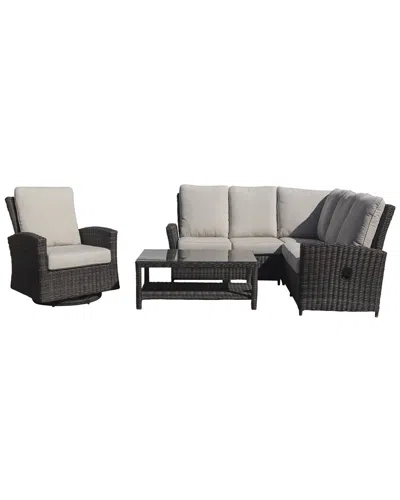 Courtyard Casual Cheshire 5 Pc Recline Sectional Set In Gray