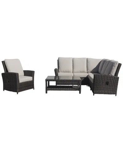 Courtyard Casual Cheshire 5 Pc Recline Sectional Set In Gray