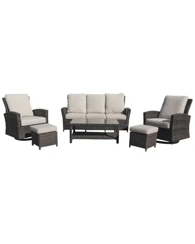 Courtyard Casual Cheshire 6 Pc Sofa And Swivel Glider Set In Gray