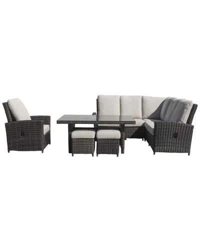 Courtyard Casual Cheshire 7 Pc Chow Dining Recline Sectional Set In Gray