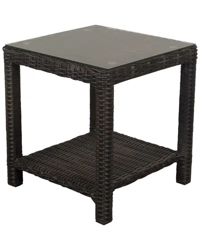 Courtyard Casual Cheshire End Table Glass Top In Brown