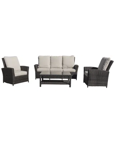 Courtyard Casual Cheshire Recline 4 Pc Sofa Set In Black