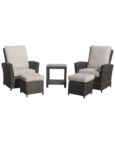 Courtyard Casual Cheshire Recline 5 Pc Chat Set In Gray