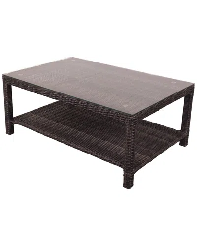 Courtyard Casual Cheshire Regular Coffee Table Glass Top In Brown
