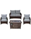 Courtyard Casual Costa Mesa 5pc Loveseat Set In Brown
