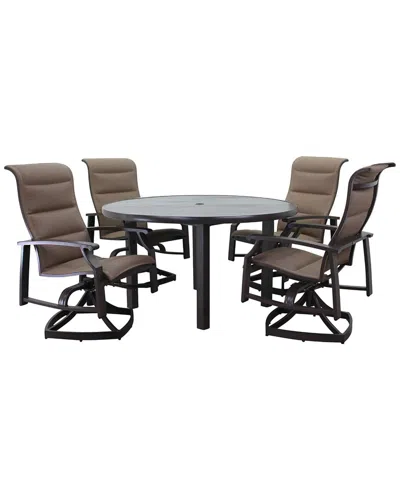 Courtyard Casual Madison Rust 5pc Motion 54in Round Dining Set