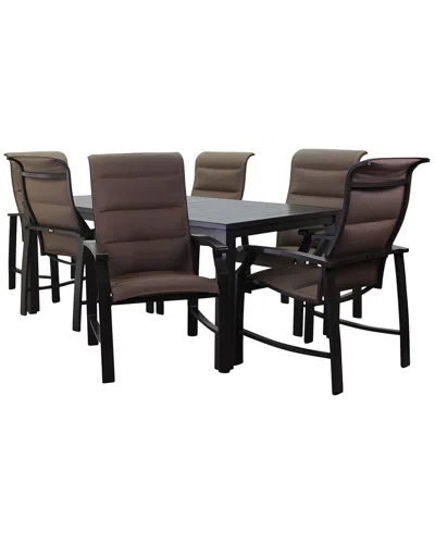 Courtyard Casual Creative Outdoor Products  Madison Rust 7pc 70in Rectangle Dining Set