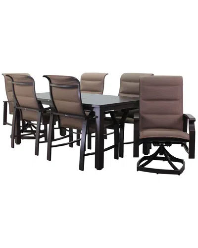 Courtyard Casual Madison Rust 7pc 70in Rectangle Mixed Dining Set