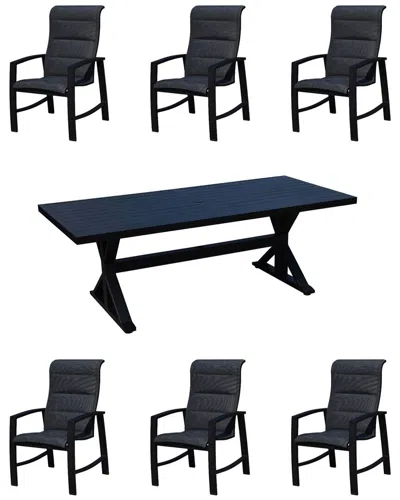 COURTYARD CASUAL CREATIVE OUTDOOR PRODUCTS COURTYARD CASUAL SANTORINI 7PC 84IN RECTANGLE DINING TABLE