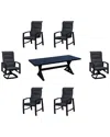 Courtyard Casual Santorini 7pc Mixed Dining Set 84in Rectangle Table In Black