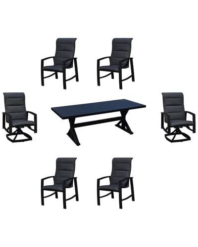 COURTYARD CASUAL CREATIVE OUTDOOR PRODUCTS COURTYARD CASUAL SANTORINI 7PC MIXED DINING SET 84IN RECTANGLE TABLE