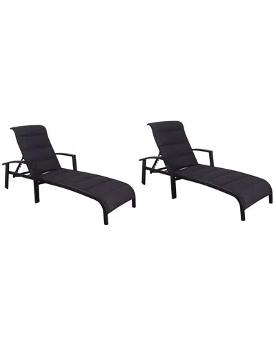 Courtyard Casual Santorini Black Aluminum 2 Padded Sling Chaise Lounge Chairs