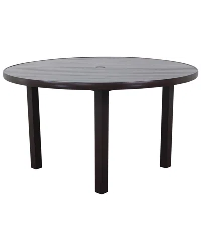 Courtyard Casual Creative Outdoor Products  Santorini Black Aluminum 54in Round Dining Table With Umb