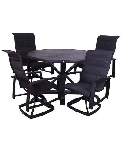 Courtyard Casual Creative Outdoor Products  Santorini Black Aluminum 5pc Motion Dining Set