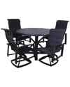 Courtyard Casual Santorini Black Aluminum 5pc Motion Dining Set In Black