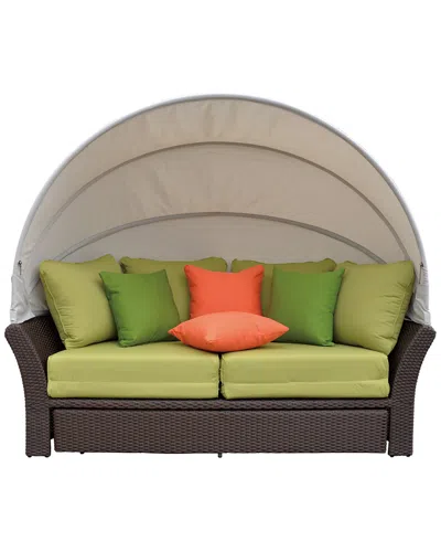 Courtyard Casual Green Eclipse Outdoor Expandable Oval Daybed In Multi