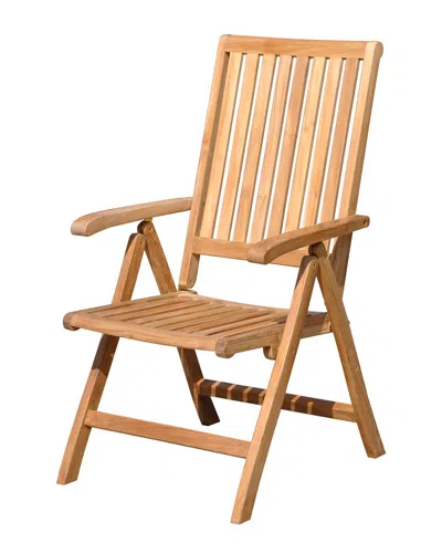 Courtyard Casual Heritage Teak 5-position Arm Chair In Brown