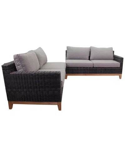 Courtyard Casual Maywood Silver Oak With Teak 2pc Sectional Set With 1 Left Loveseat And 1 Right Loveseat With Cushio