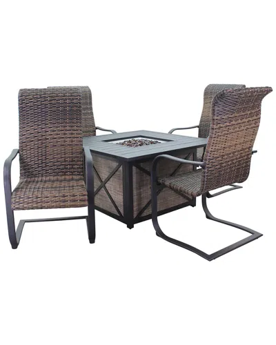 Courtyard Casual Santa Fe 5pc Fire Pit Set In Brown