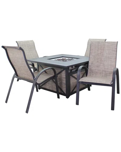 Courtyard Casual Santa Fe 5pc Fire Pit Set In Brown