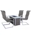 Courtyard Casual Santa Fe 5pc Fire Pit Set In White