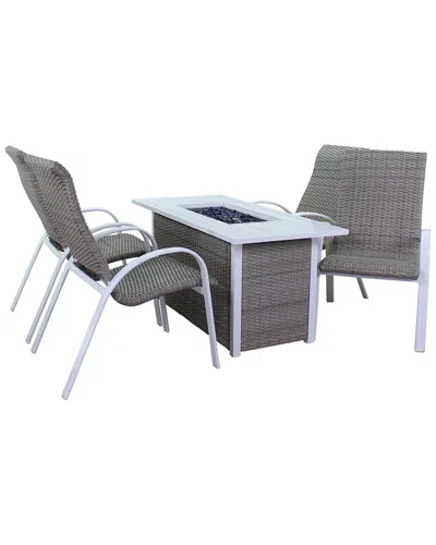 Courtyard Casual Santa Fe 5pc Fire Pit Set In White