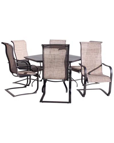 Courtyard Casual Santa Fe 7pc Hexagon Dining Set In Brown