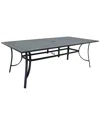 Courtyard Casual Santa Fe 84in X 42in Rectangle Aluminum Dining Table With Slat Top And Umbrella Hole