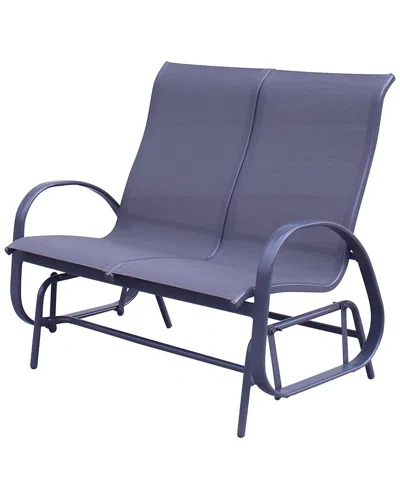Courtyard Casual Santa Fe Aluminum Sling Loveseat Glider In Blue