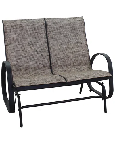 Courtyard Casual Santa Fe Aluminum Sling Loveseat Glider In Gray