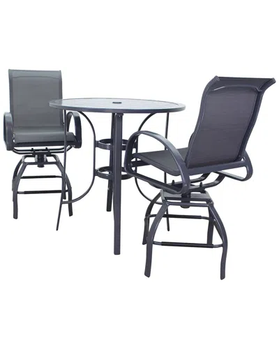 Courtyard Casual Santa Fe Dark Gray 3pc Balcony Height 36in Round Dining Set  With 1 Table And 2 Swivel Stools