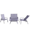 Courtyard Casual Santa Fe Dark Gray 4pc Loveseat Glider Set With 1 Loveseat Glider, 2 Reclining Slin In Gray