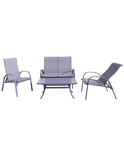 Courtyard Casual Santa Fe Dark Gray 4pc Loveseat Glider Set With 1 Loveseat Glider, 2 Reclining Slin