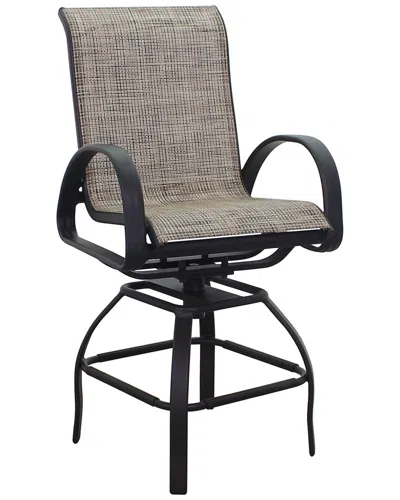 Courtyard Casual Santa Fe Java Aluminum Sling Swivel Balcony Stool In Brown