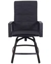 Courtyard Casual Santorini Black Aluminum Padded Sling Swivel Balcony Stool In Black