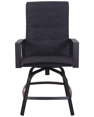 Courtyard Casual Santorini Black Aluminum Padded Sling Swivel Balcony Stool