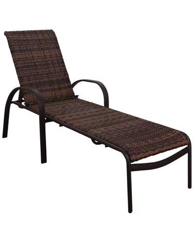 Courtyard Casual Set Of 2 Santa Fe Wicker Aluminum Chaise Lounges In Brown