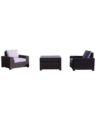 Courtyard Casual St Lucia 3pc Chat Set With 2 Club Chairs And 1 Corner End  Table In Silver
