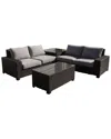 Courtyard Casual St Lucia Silver Oak 4pc Sectional Set With 1 Left And 1 Right Sectional Loveseats, In Silver