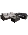 Courtyard Casual St Lucia Silver Oak 5pc Sectional Set With 1 Left And 1 Right Sectional Loveseats, In Silver