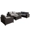 Courtyard Casual St Lucia Silver Oak 5pc Sectional Set With 1 Left And 1 Right Sectional Loveseats, In Silver