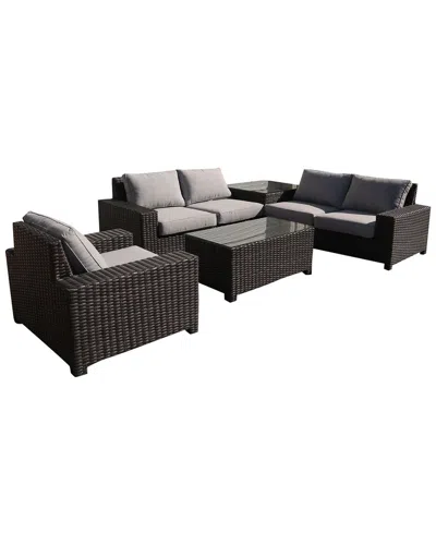 Courtyard Casual St Lucia Silver Oak 5pc Sectional Set With 1 Left And 1 Right Sectional Loveseats,