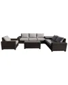Courtyard Casual St Lucia Silver Oak 6pc Sectional Set With 1 Left And 1 Right Sectional Loveseats, In Silver